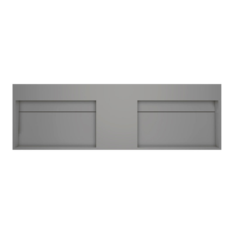 Juniper 60" Rectangular Modern Wall Mounted Bathroom Sink with Concealed Drain Plate - Gray, No Faucet Hole, Gray, No Hole