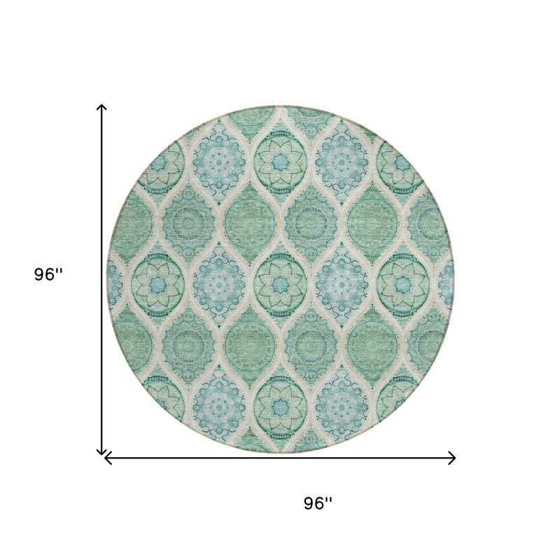 Tapis intérieur lavable 8 po ivoire et bleu sarcelle