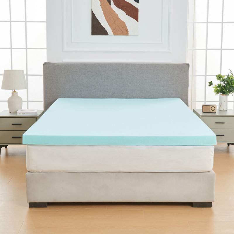 Surmatelas en mousse mémoire, surmatelas infusé de gel rafraîchissant pour soulager les maux de dos, ventilé et respirant, 3"