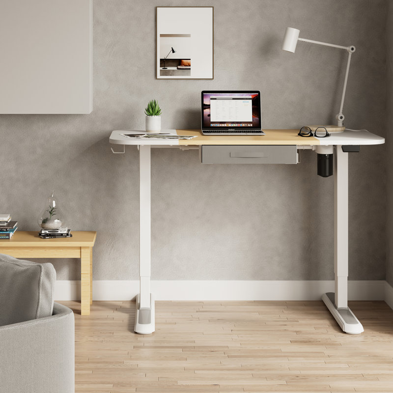 Dragutin Adjustable Metal Base Standing Desk, White