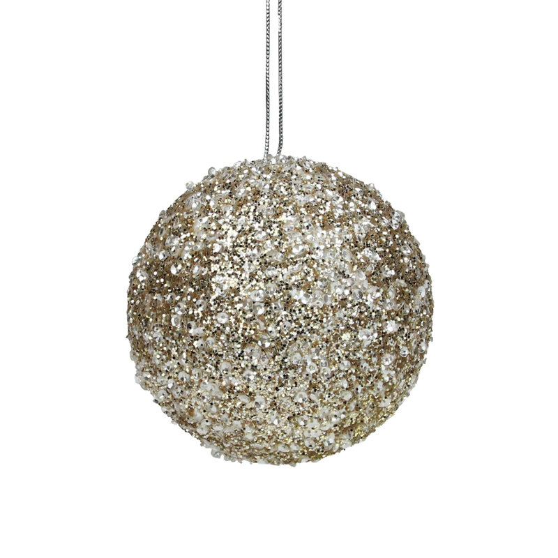Ornement de Noël boule à paillettes, Or, H 5 po x l 5 po x P 5 po