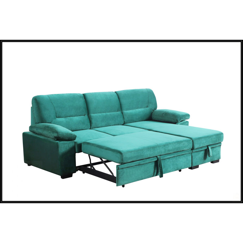 Canapé-lit modulaire réversible en tissu de velours 97,5 po Kipling, Vert