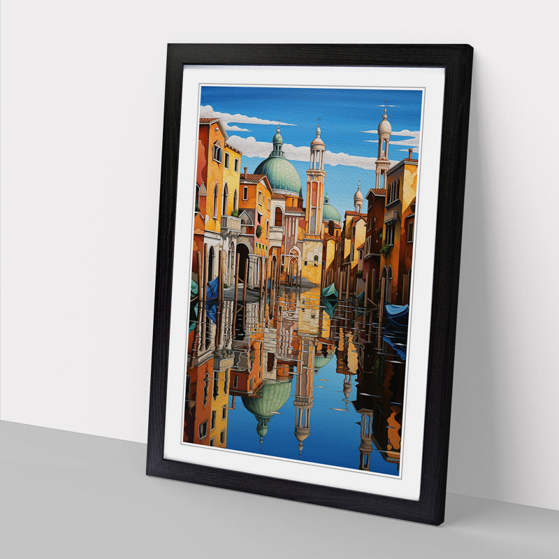 Venice Hard Edge Painting Art - Framed Print, Black Framed, 46cm H x 34cm W