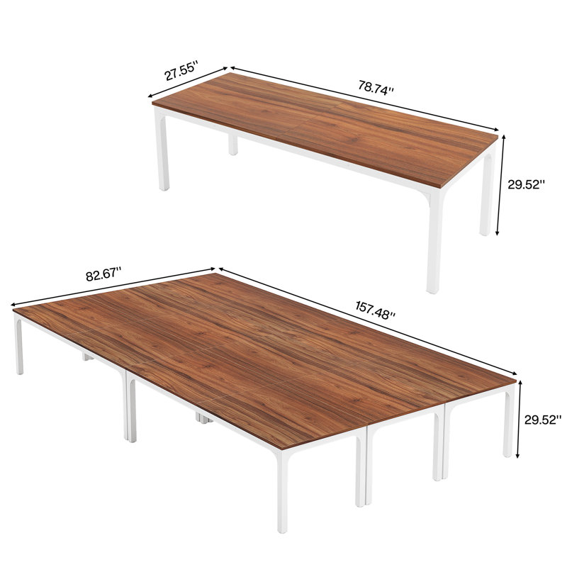 Table de conférence 78,74 "multiple, Brun foncé / blanc