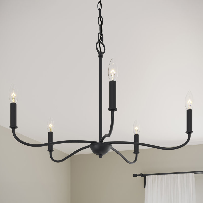 Lustre noir mat à 5 lumières Ilia, Noir mat