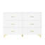 Six Drawers, Golden Straight Aluminum Handle, Golden Triangle Legs, White Locker