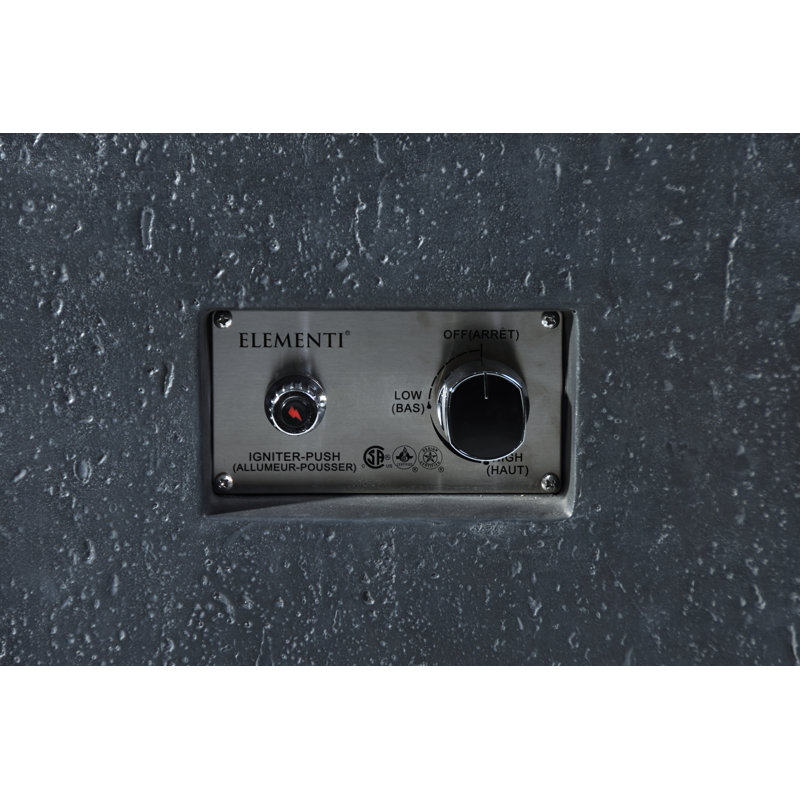 Bergen 40" Dark Grey Concrete Fire Table 60,000 BTU - Includes Fire Glass, Lid & PVC Cover, Propane