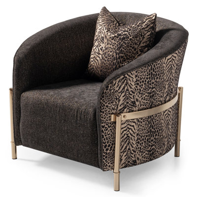 Fauteuil demi-tonneau en chenille de 35,5 po de large Lisbon