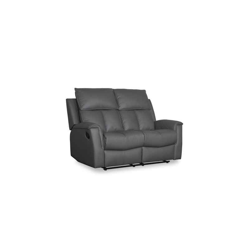 Bergamo Genuine Leather Reclining Sofa, Grey, 2
