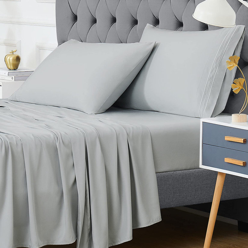Cool Bamboo-Derived Bed Sheets & Pillowcase Set – Soft, Breathable, Deep Pocket