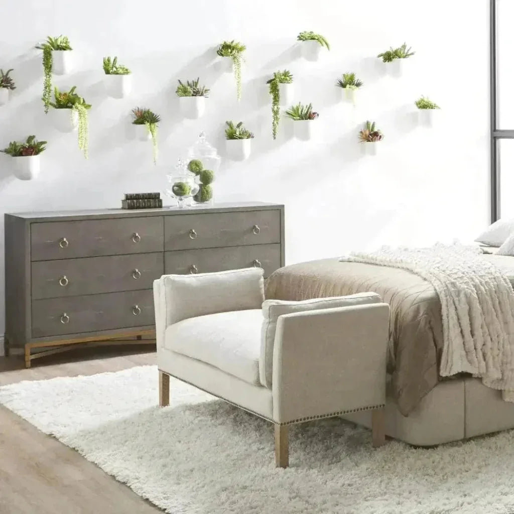 Loni Bench, Beige Solid Color