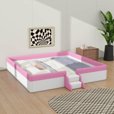 Daybed Frame With Upholstered Design, Fence & Stairs Included
