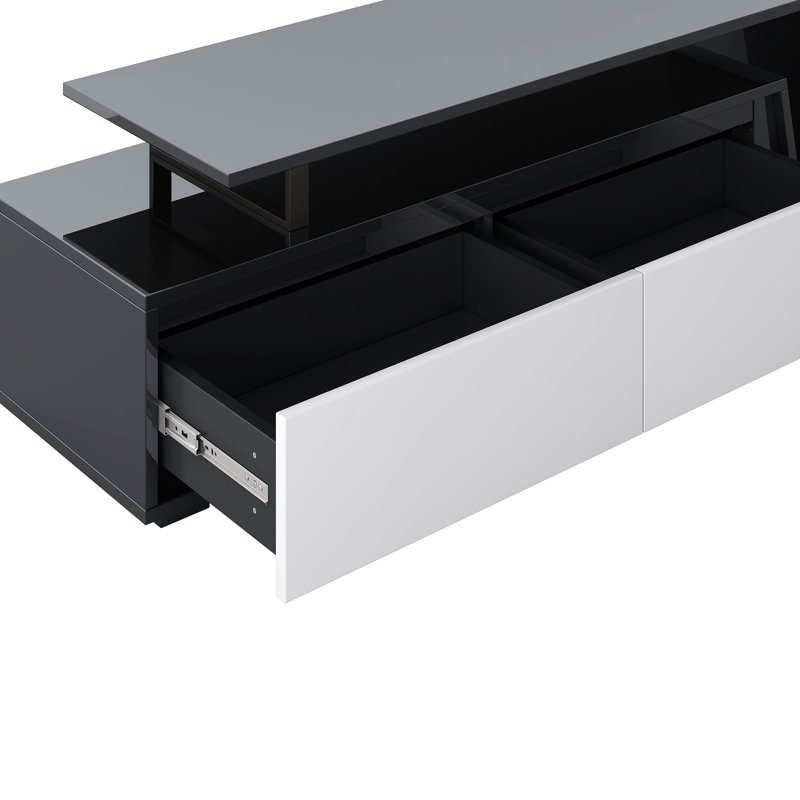 Console de télévision extensible Minimalist avec tiroirs et armoire, compatible avec une armoire noire de 100 po et un rangement, s'adapte aux téléviseurs dans les espaces de vie, moderne