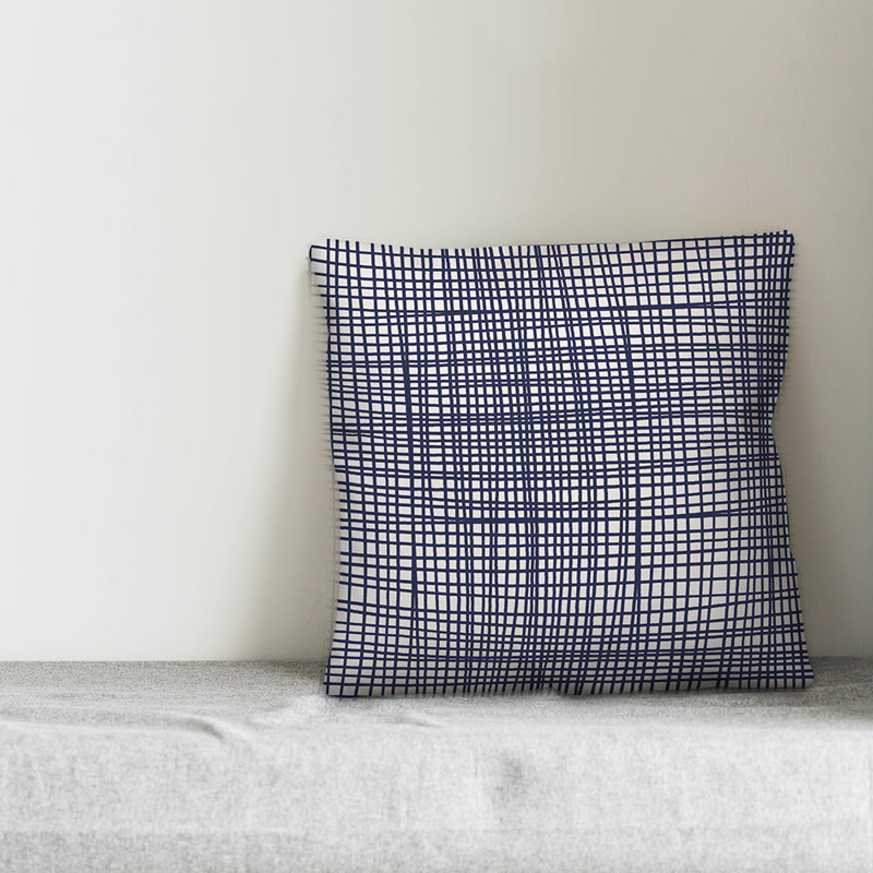 Geometric Throw Pillow, 20" x 20", Navy Plaid