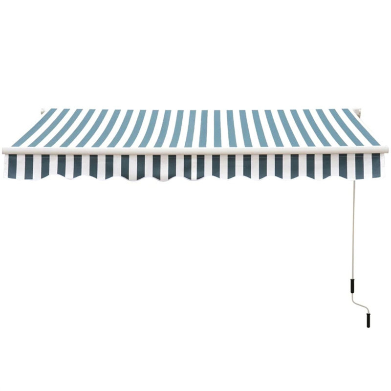 Dakota Fields 250cm W x 200cm D Polyester Cover Retractable Patio Awning, Green/White, 250 cm W x 160 cm D