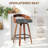 Swivel Bar Stools Set Of 2, 24.6" Counter Height Bar Stools, Mid-Century Modern Upholstered Walnut Barstools With Curved Back And Footrest, Suitable For Kitchen Island Counter, Grey-1341501097