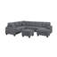Ensemble de canapé modulaire 5 pièces Vini, 3 coussins, USB, chenille noir rembourré de mousse-132919114