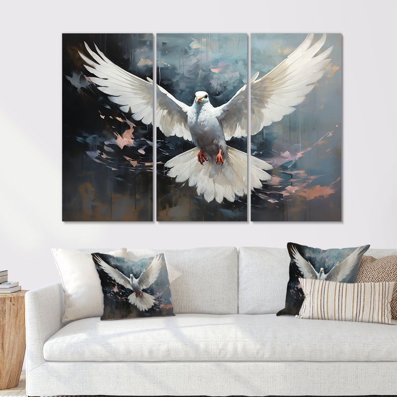 Ensemble de salon Minimalisme Blue Dove III, H 40 po x l 60 po, Toile tendue