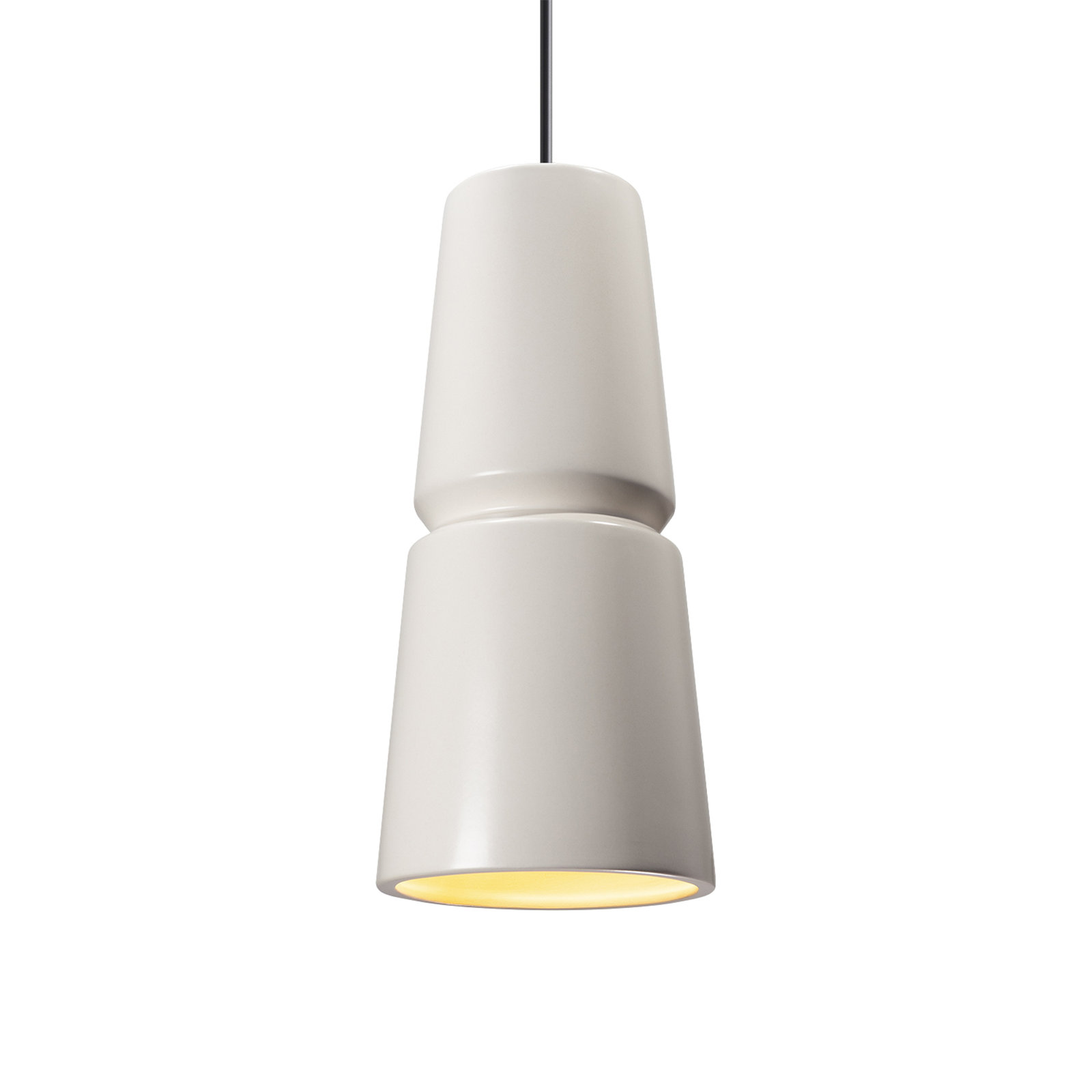 Logan 1-Light Dimmable Ceramic Cone Pendant, Brushed Nickel, Matte White, 18" H x 8" W x 8" D