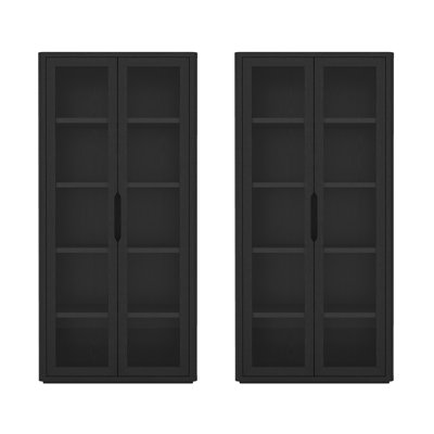 Rivington 79" H x 38" W Modern 5-Shelf Bookcase Cabinet in Black