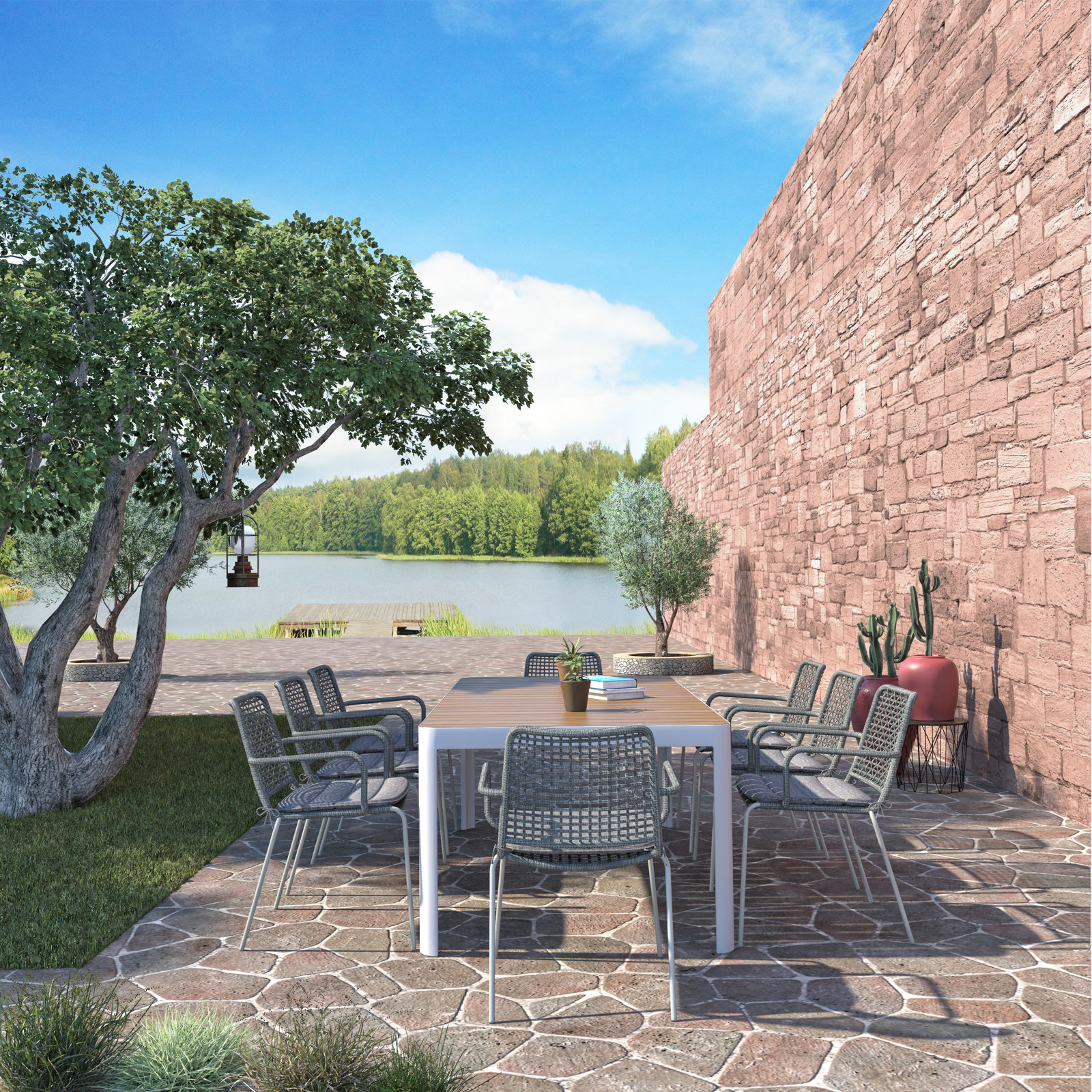 Anautica 82" Teak Patio Dining Set