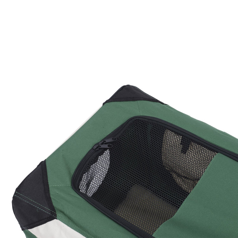 Caisse pour animal chenil en tissu, H 27,2 po x l 40,2 po x p 27,2 po, Vert/blanc crème