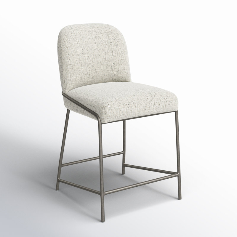 Laina Upholstered Counter Stool with Metal Frame, Polyester Blend Cream, Counter Stool (25" Seat Height)