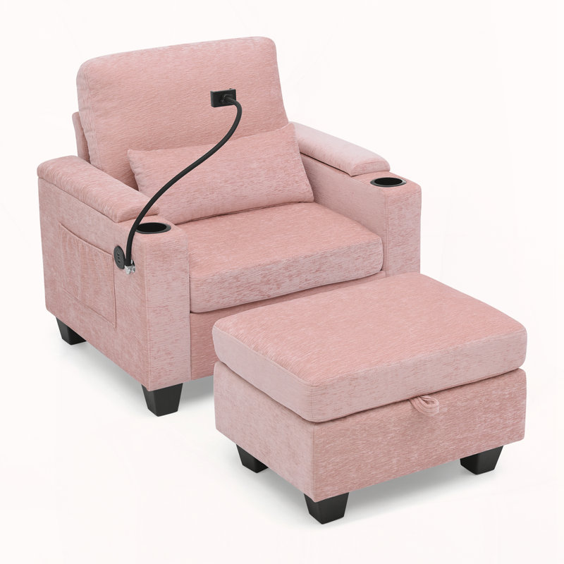 Canapé inclinable simple avec dossier réglable manuellement, Rose