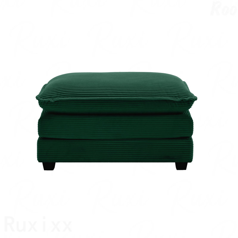 Corduroy Upholstered Ottoman Footstool - Compatible With 2/3/4 Seater Sofas, Green