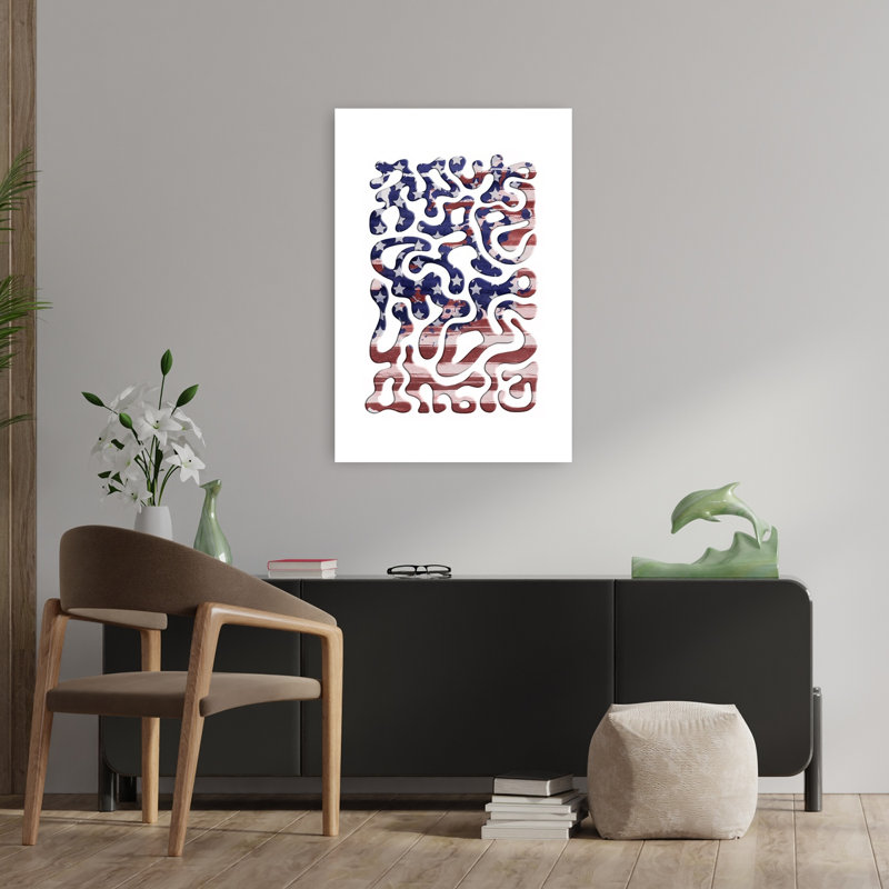 Abstract American Flag Abstract Modern Organic Landscape Nature Wall Art Print 1 Piece Wrapped Canvas Wall Art
