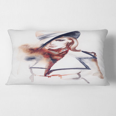 Mode Portrait de femme avec housse de coussin rectangulaire et insert