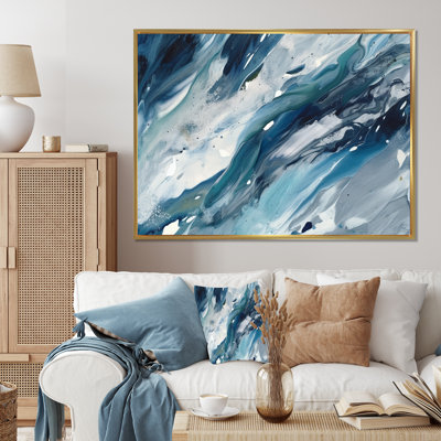Bliss Of Happiness Abstract In Retro Blue I - Abstract Painting Wall Decor