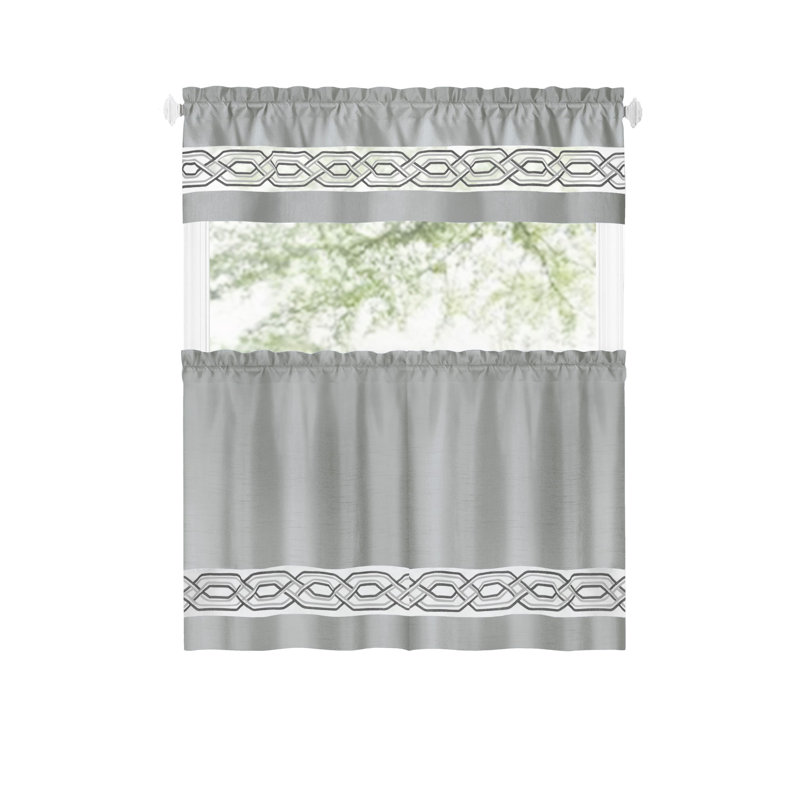Elyus Tailored Kitchen Curtain, Silver, 55" W x 36" L