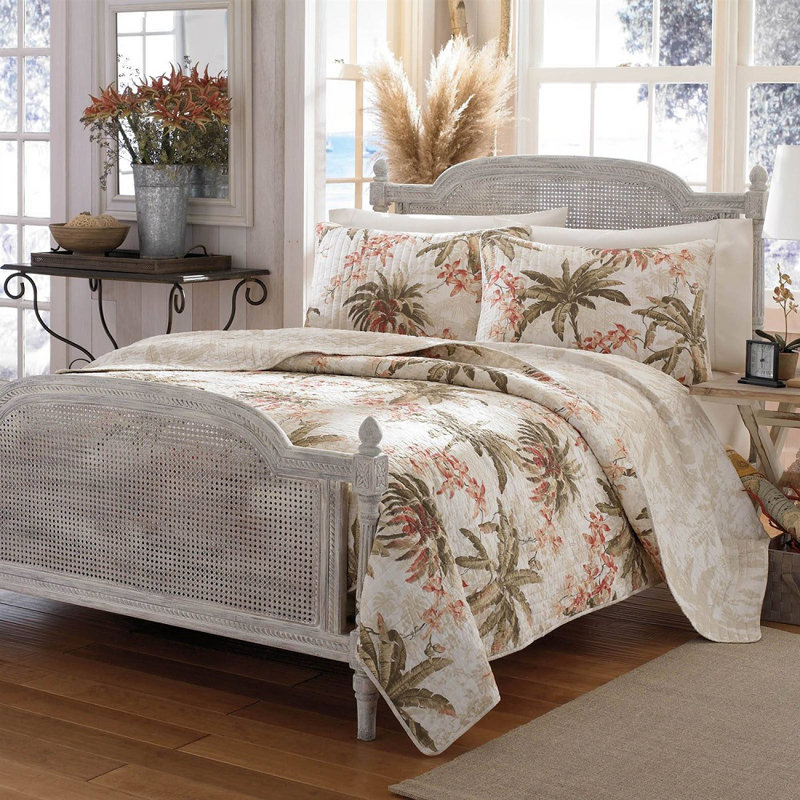 Ensemble de courtepointe réversible en coton Tommy Bahama Bonny Cove, Courtepointe très grand + 2 taies décoratives