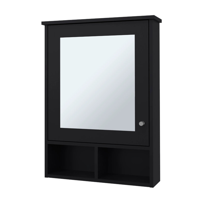 Pharmacie avec porte et miroir inclus, Noir