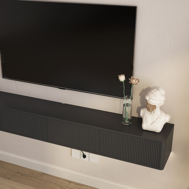 Meuble télé 78,74 po, Black, 9.8" H x 78.7" L x 11.8" D