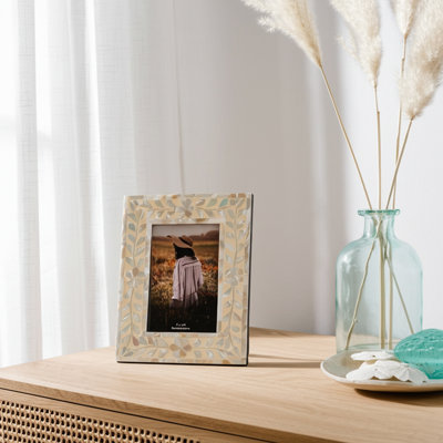 Red Barrel Studio Ivory Mother Of Pearl Inlay Vine Photo Frame