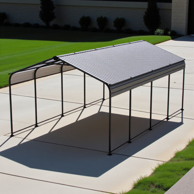 12x20 Ft Metal Carport, Outdoor Car Shelter All Weather, Heavy Duty Outdoor Galvanized Car Shelter For Car Boat Truck And Suvs Black