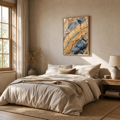 Tableau sur toile texturé marbre orange et gris