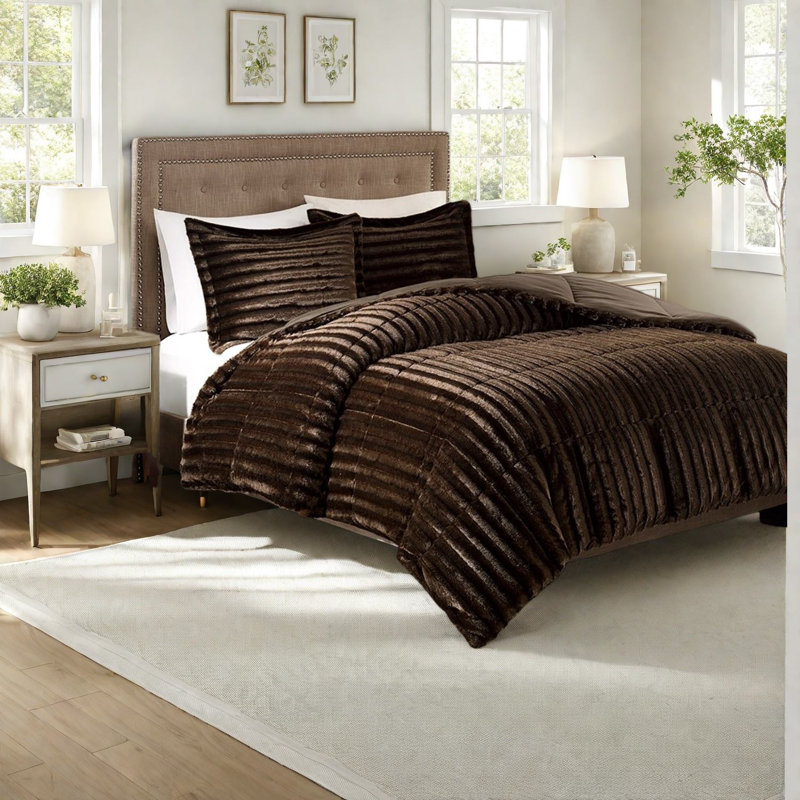 Ensemble de literie luxueuse en fausse fourrure, polyester doux et confortable