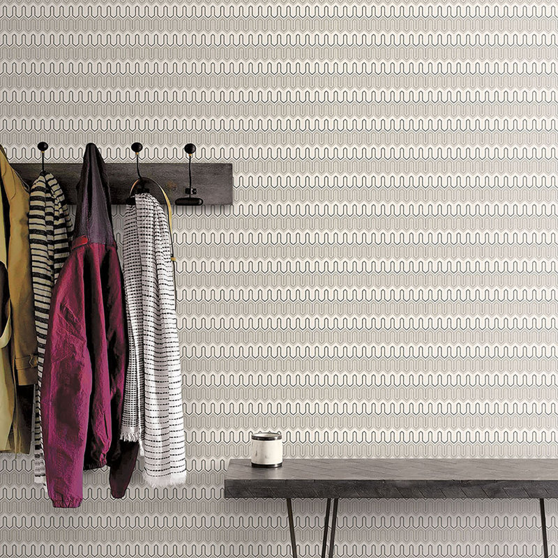 Geometrix 10m x 52.8cm Satin Wallpaper Roll, Grey