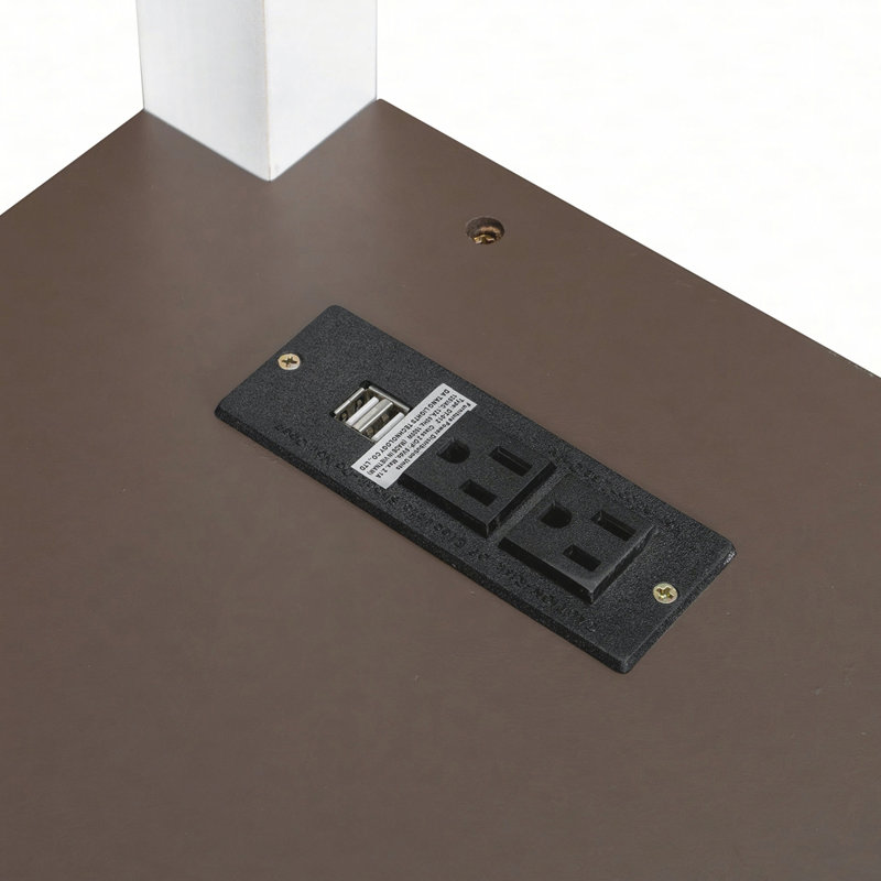 Grand lit mezzanine avec bureau, tablette ouverte et boîte de rangement, station de charge USB