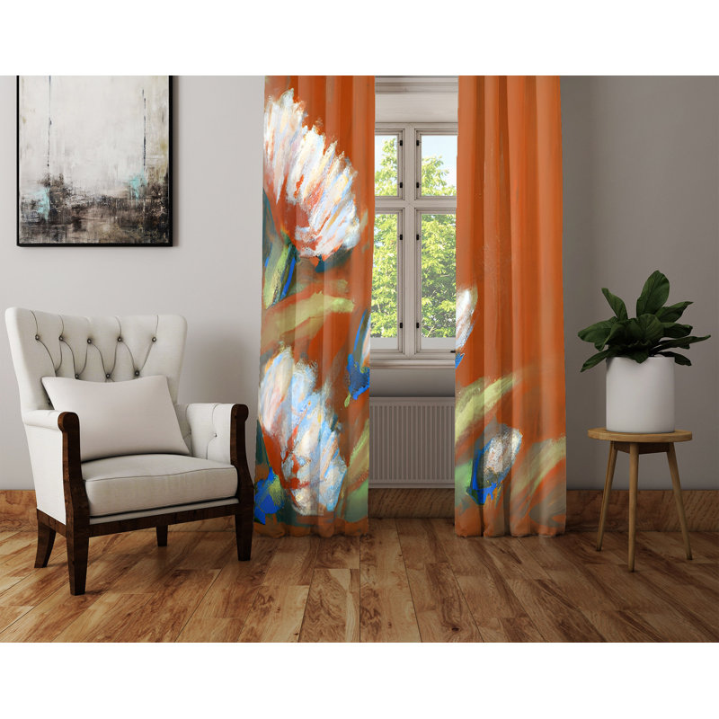 Paire de rideaux semi-transparents en polyester Ameilya, L 40 po x L 52 po