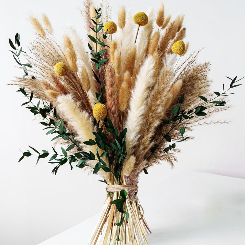 Boho Dried Pampas Grass Bouquet Rustic Wall Decor