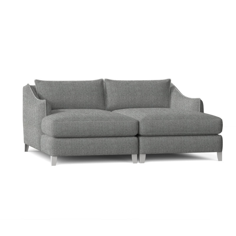 Monterey Double Chaise Lounge with Cushions, Light Grey/Dark Grey Linen 6032-110