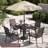 Square Patio Table for 4, Outdoor Metal Dining Table w/Umbrella Hole for Porch