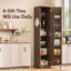 Garde-manger étroit avec 12 tablettes de rangement, armoire de rangement mince à porte simple de 72 po avec 6 tablettes réglables, support de porte et roulettes verrouillables-1481373125