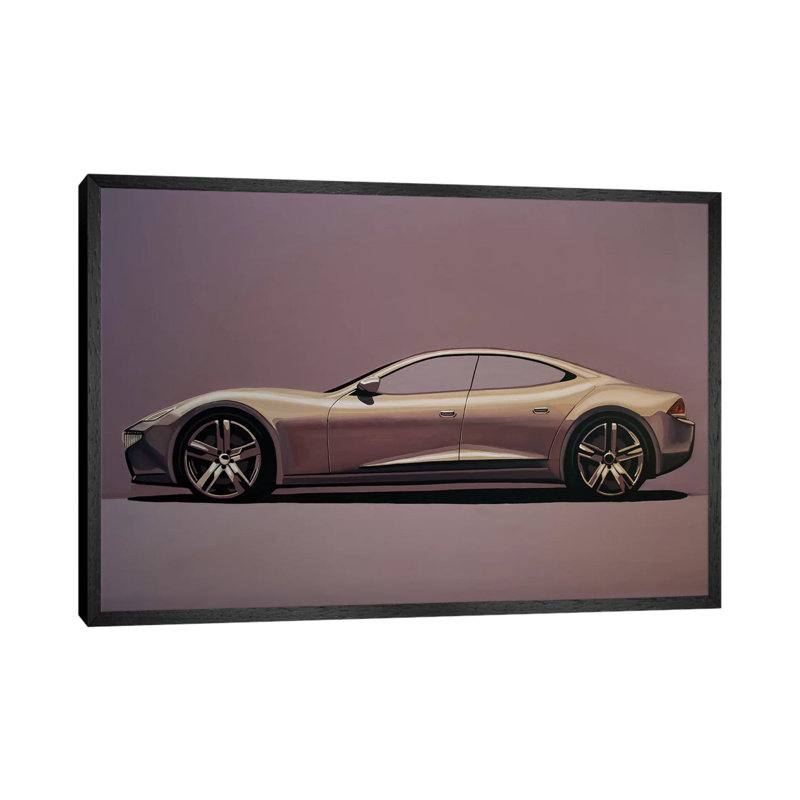 Fisker Karma 2012 by Paul Meijering - Painting on Canvas, Black Floater Framed, 45.72cm H x 66.04cm W x 3.81cm D