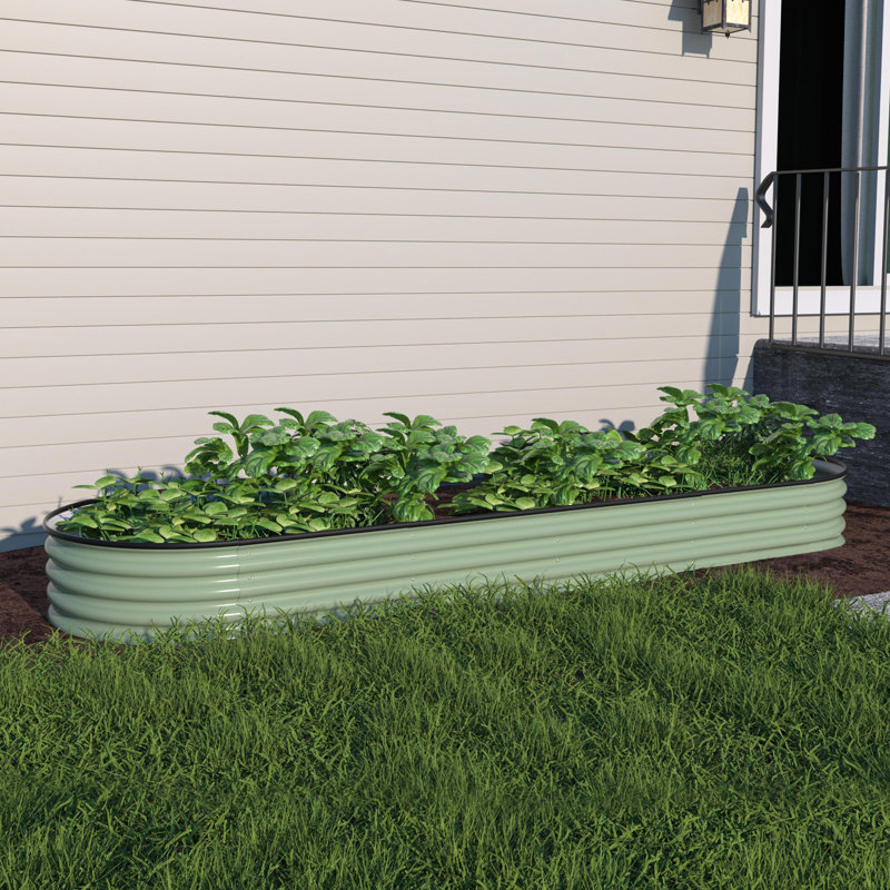 Heise 9 In 1 Modular Galvanized Steel Raised Garden Bed, 11.2" H x 96" W x 24" D, Olive Green