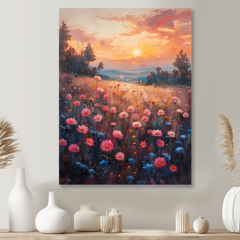  «Blue Blue Cornflowers Summer Sunset - Décoration murale bleuets, H 20 po x l 12 po x P 1 po, Métal métal
